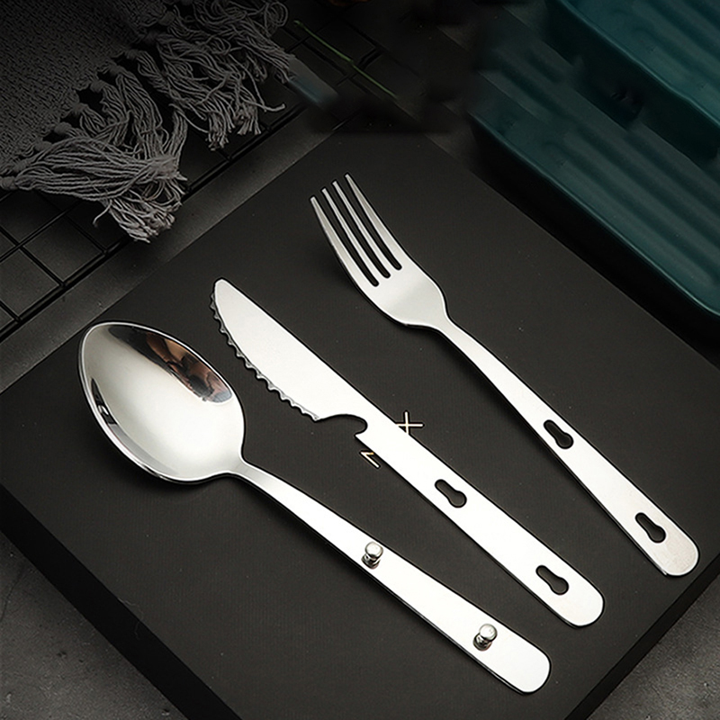 Camping Cooking Knife Set - 3pc/set Peralatan Makan Portabel Stainless Steel