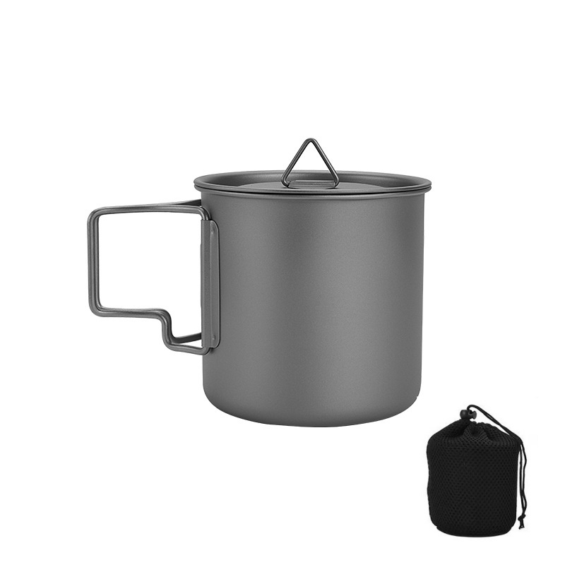 Camping Cooking Roll - Mug Camping Titanium dengan Pegangan Lipat,