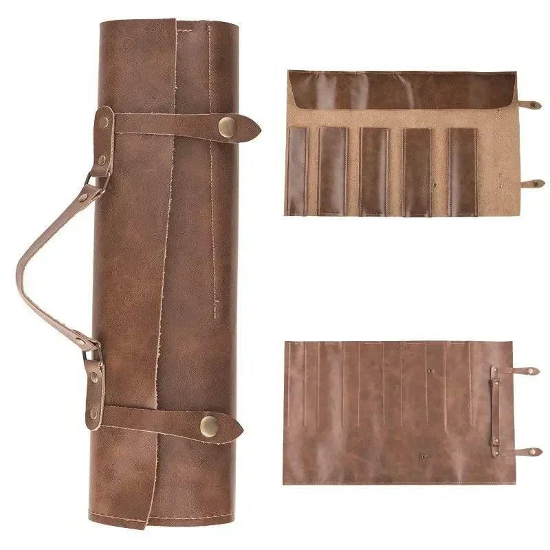 Camping Cooking Roll - Tas pisau koki kulit portabel, dua