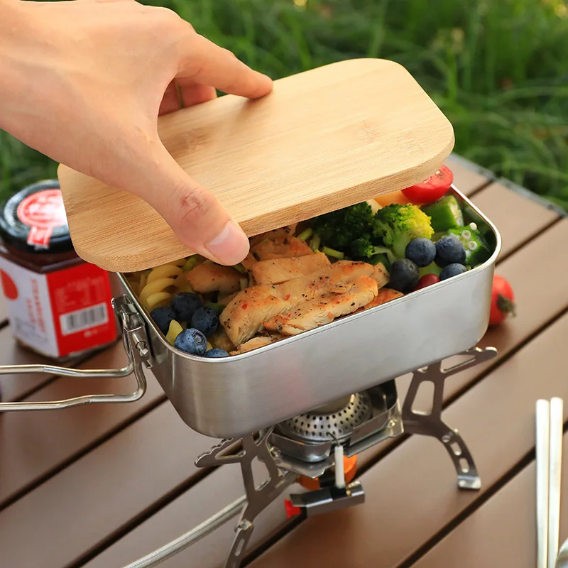 Camping Cooking Container - Kotak makan siang portabel Stainless Steel