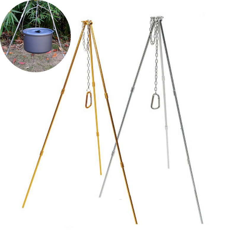 Camping Hanging Cooking Pot - Tripod berkemah luar ruangan, tahan lama,