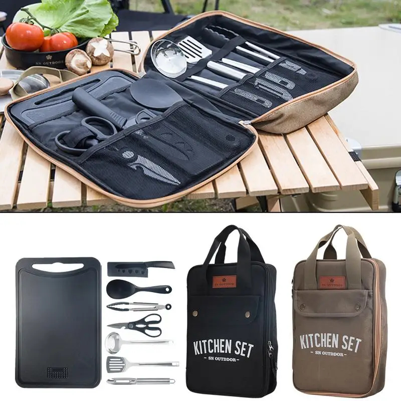 Camping Cooking Knife Set - 8pcs Set Peralatan Masak Camping Portabel