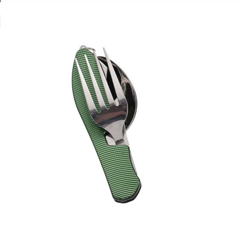Camping Cooking Knife Set - Set Peralatan Makan Lipat dari Baja