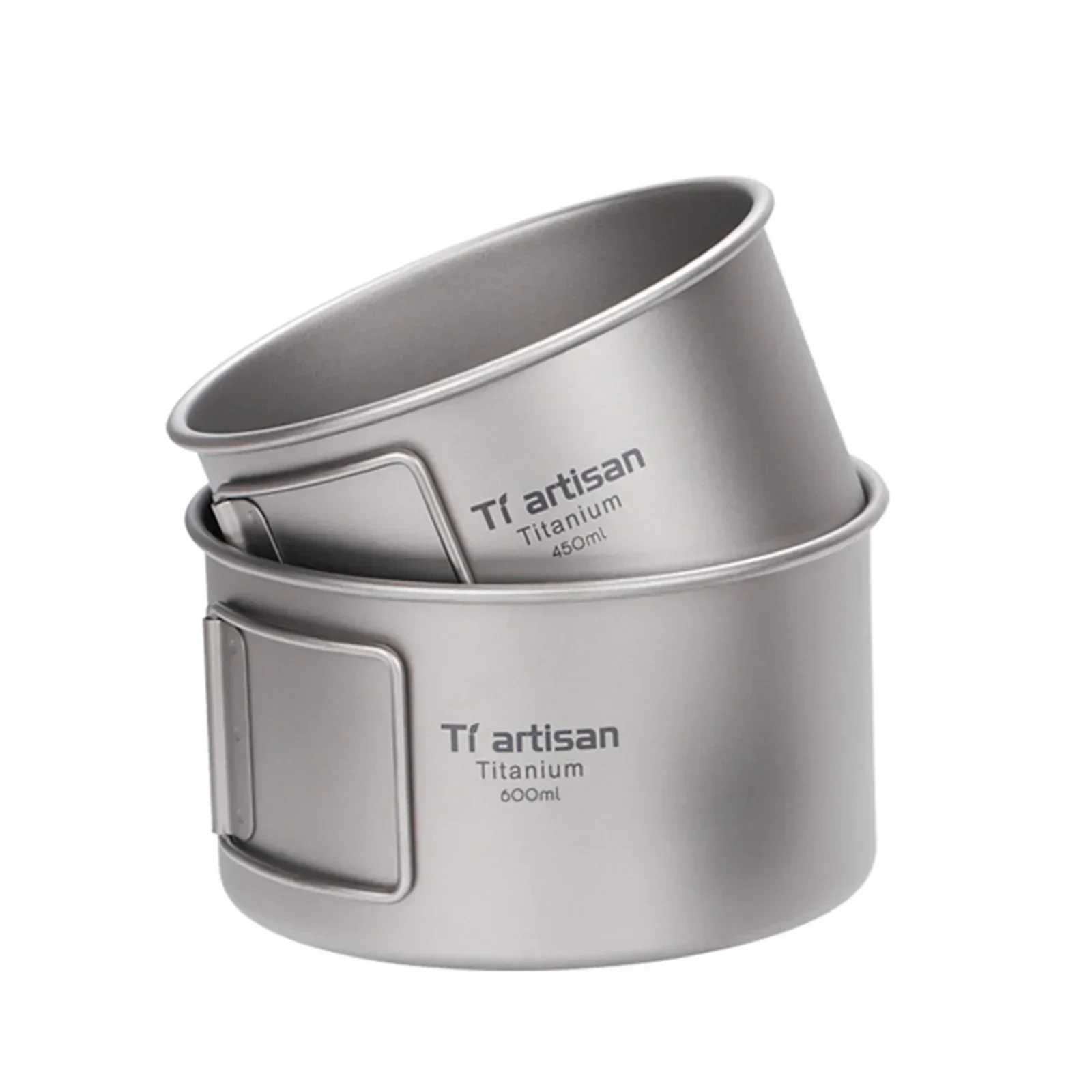 Camping Cooking Container - Mangkuk Titanium dengan pegangan lipat, mangkuk