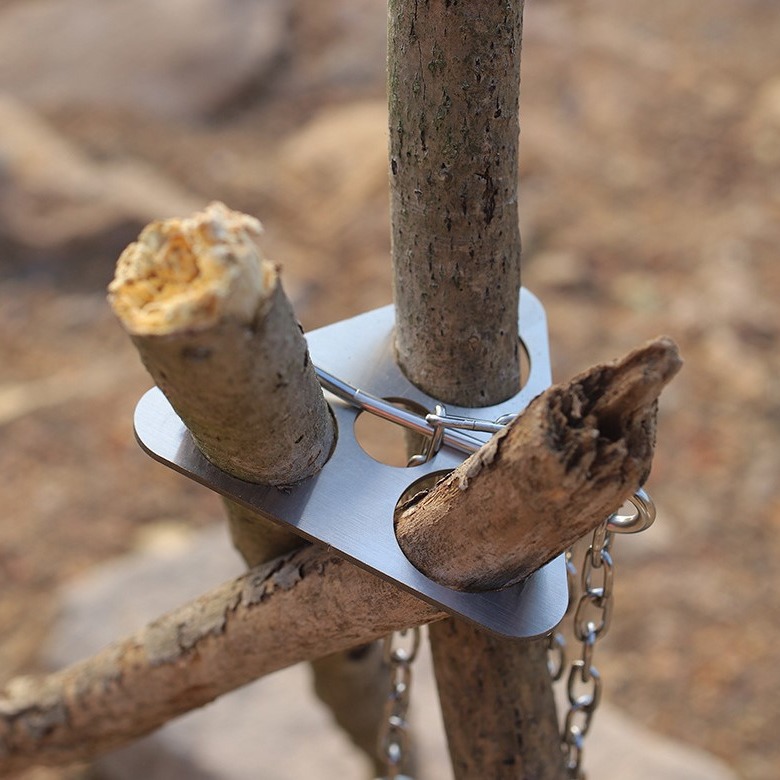 Camping Hanging Cooking Pot - Tripod Camping Stainless Steel Portabel yang