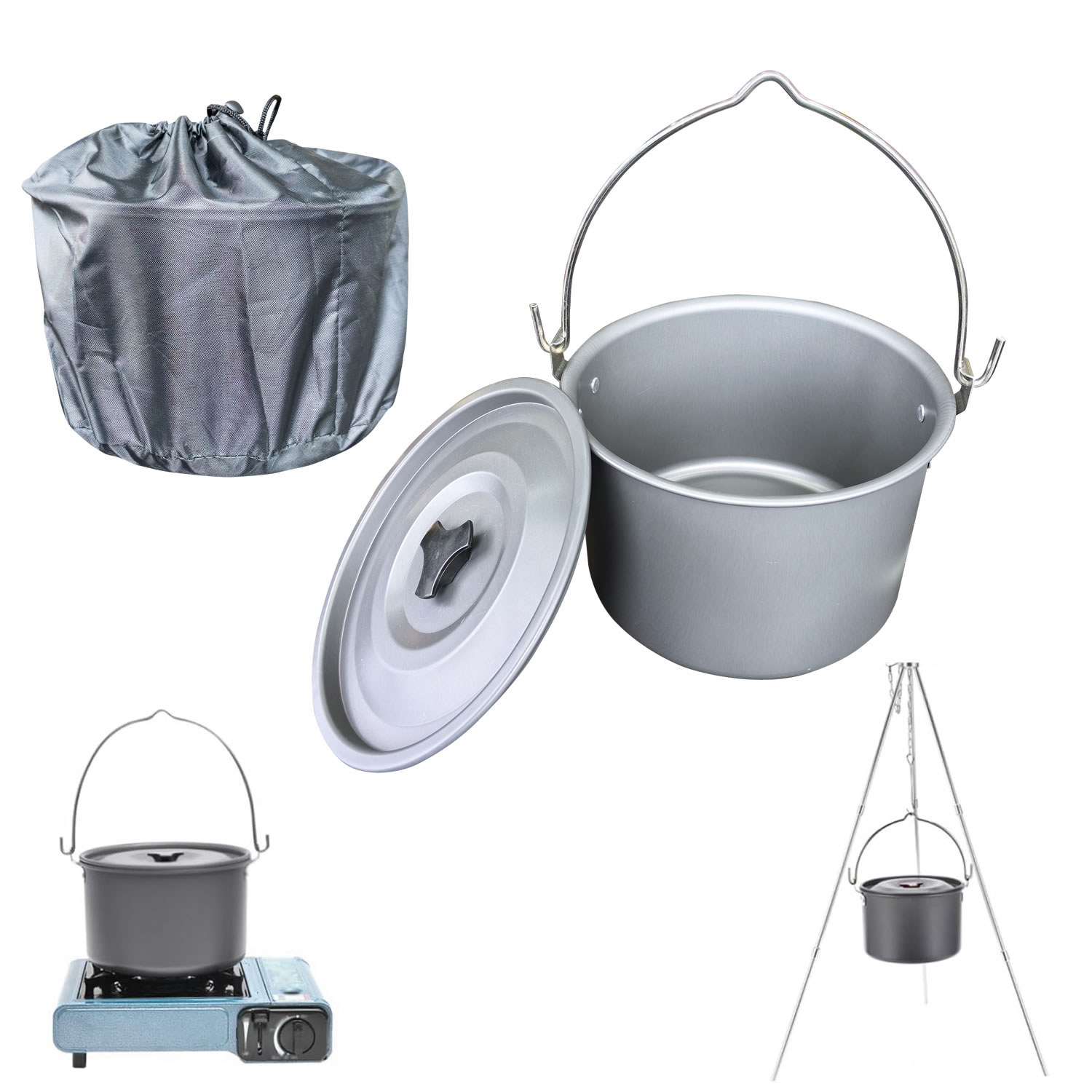 Panci Gantung Luar Ruangan 4L  - Camping Hanging Cooking Pot ulasan dan harga